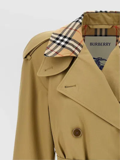 Burberry Castleford Check Collar Water Resistant Gabardine Trench Coat In Green