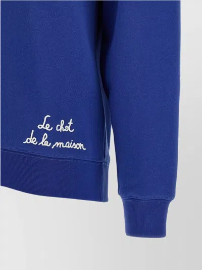 Valentino Blue Cotton "v" College Sweatshirt In Blue