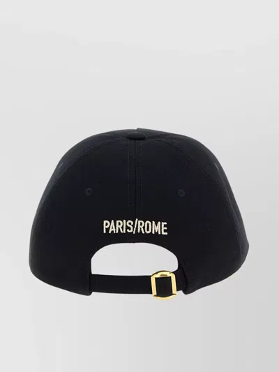 Valentino Garavani Chez Valentino Cotton Baseball Cap With Embroidery In Black