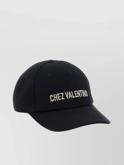 Valentino Garavani Chez Valentino Cotton Baseball Cap With Embroidery In Black