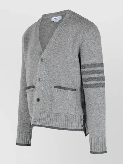 Thom Browne Milano Stitch V Neck Cardigan In Merino Wool