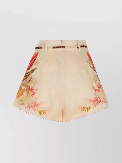 Zimmermann Ascension Linen Tuck Shorts In Neutral
