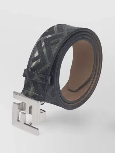 Fendi Adjustable Reversible Textured Belt Loop In Black