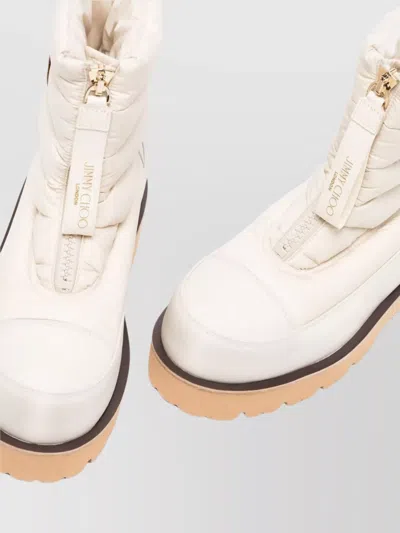 Jimmy Choo Padded Ankle Boots With Distinguished Logo In Neutral