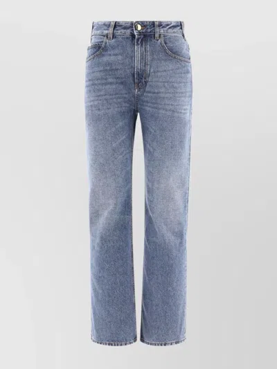 Chloé Denim Trousers With Belt Loops And Contrast Stitching In Blue