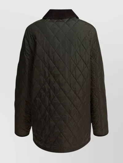 Burberry Quilted Country Jacket Corduroy Collar In Green