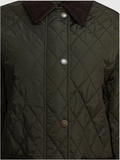 Burberry Quilted Country Jacket Corduroy Collar In Green