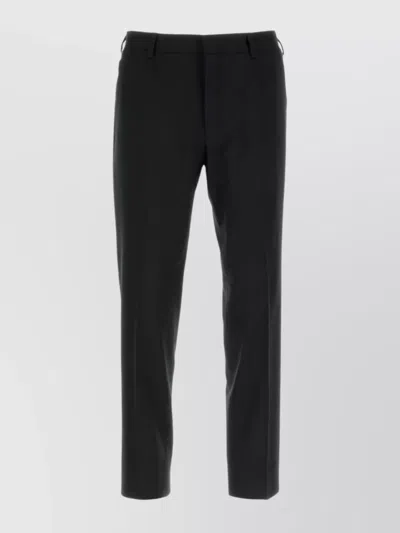 Prada Black Stretch Wool Pant In Black