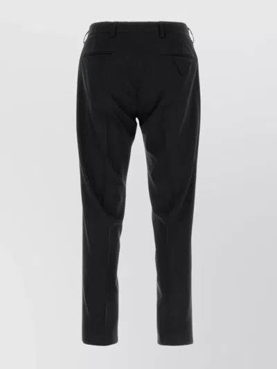 Prada Black Stretch Wool Pant In Black