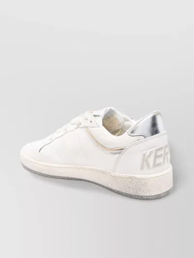 Golden Goose Ball Star Sneakers In Vintage Effect Leather With Silver Star And Heel Tab In White