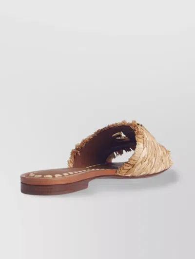 Dolce & Gabbana Rafia Braided Slipper In Brown