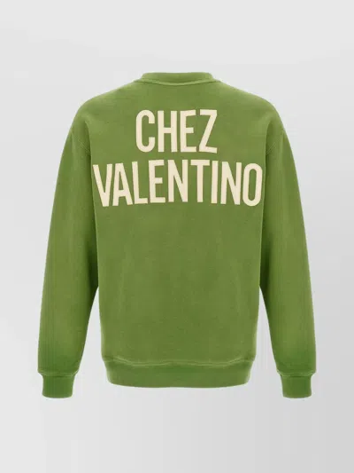 Valentino Cotton S Graphic Print Sweater In Green