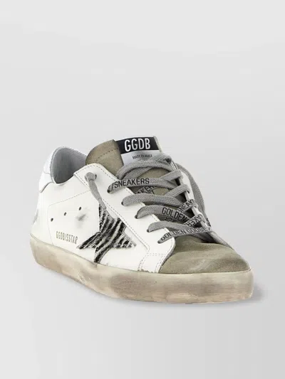 Golden Goose Superstar White Low Top Sneakers With Glittered Star Patch And Laminated Heel With Logo Lettering In In Neutral