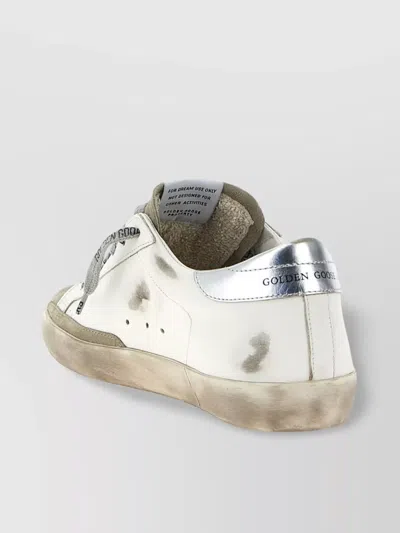 Golden Goose Superstar White Low Top Sneakers With Glittered Star Patch And Laminated Heel With Logo Lettering In In Neutral