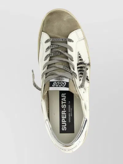 Golden Goose Superstar White Low Top Sneakers With Glittered Star Patch And Laminated Heel With Logo Lettering In In Neutral
