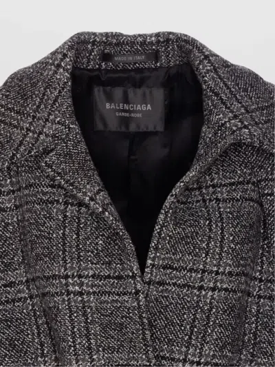 Balenciaga Vintage Checked Wool One Layer Raglan Coat Clothing In Black