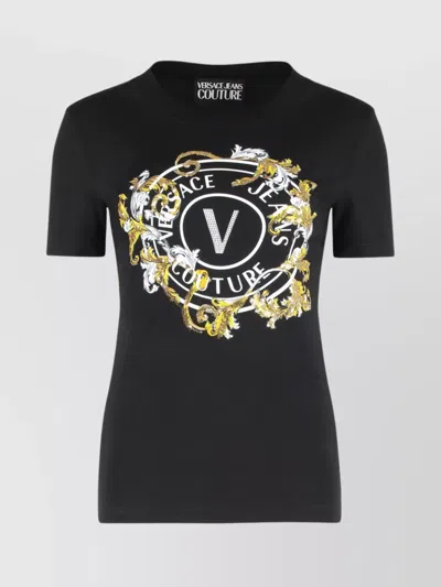 Versace Jeans Couture "outline Baroque" T-shirt In Black