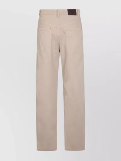 Brunello Cucinelli Straight Trousers With Belt Loops And Pockets In Neutral