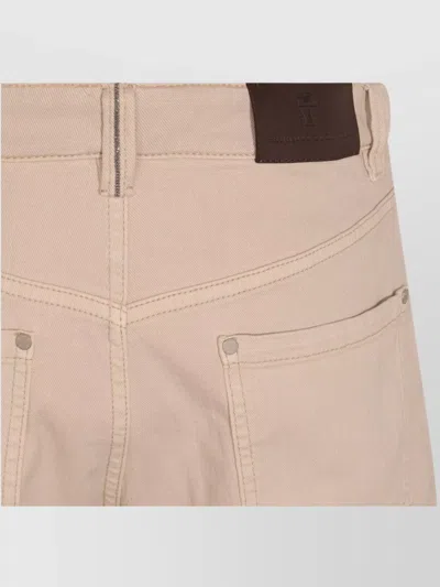 Brunello Cucinelli Straight Trousers With Belt Loops And Pockets In Neutral
