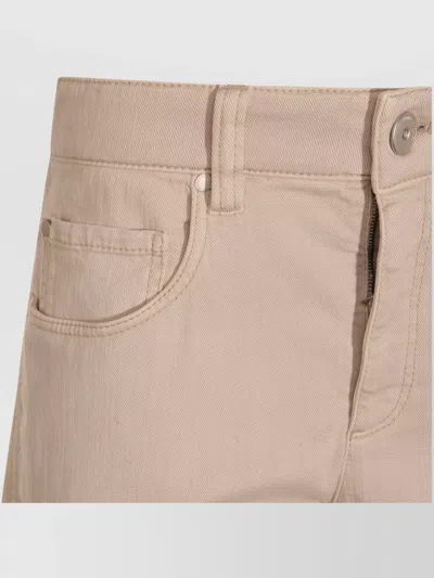 Brunello Cucinelli Straight Trousers With Belt Loops And Pockets In Neutral