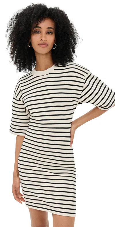 Anine Bing Mona Striped French Terry Dress In White