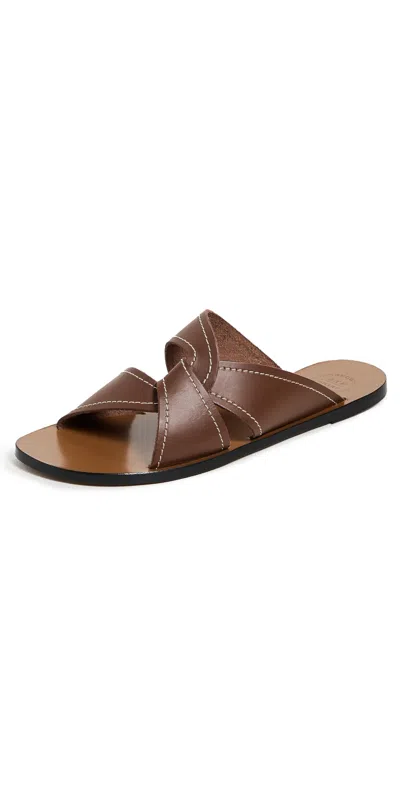 Atp Atelier Allai Brandy Leather Flat Sandals In Brown