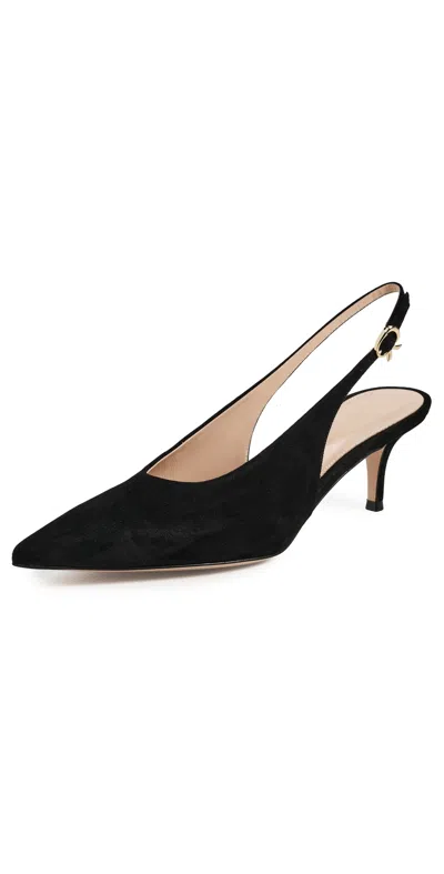 Gianvito Rossi Robbie 55 Patent Leather Slingback Pumps In Black