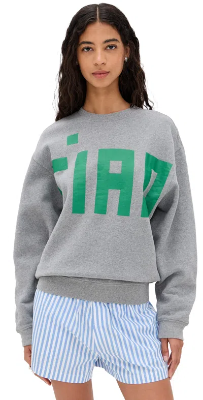 Clare V Oversized Sweatshirt Grey Melange Fern Grand Block In Gray