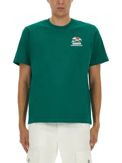Casablanca Montagne Ondulee Crewneck T-shirt In Green