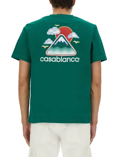 Casablanca Montagne Ondulee Crewneck T-shirt In Green