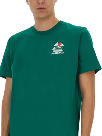 Casablanca Montagne Ondulee Crewneck T-shirt In Green