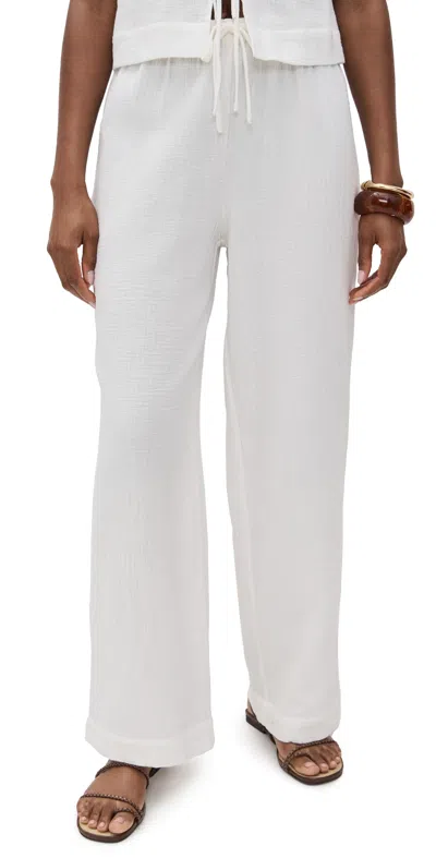 Wayf Ani Drawstring Pants Ivory In Gray