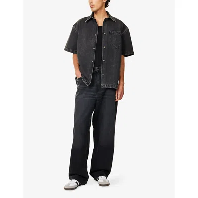 7 For All Mankind `over Camp Shirt Caviar` Shirt In Black
