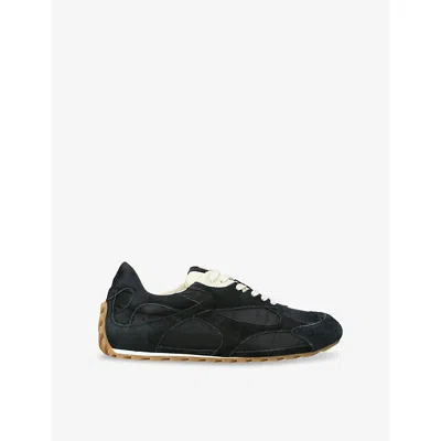 Bottega Veneta Orbit Leather-trimmed Suede And Shell Sneakers In Black