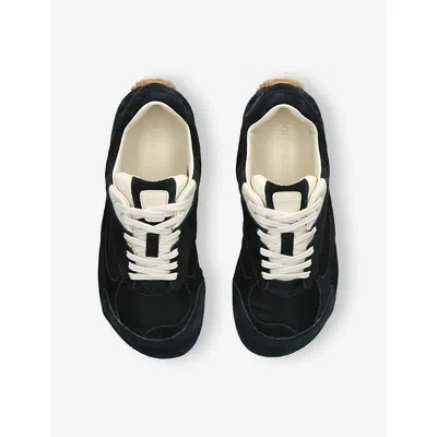 Bottega Veneta Orbit Leather-trimmed Suede And Shell Sneakers In Black