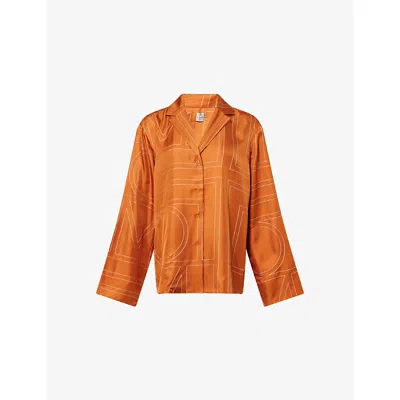 Totême Toteme Women Monogram Silk Shirt In Orange