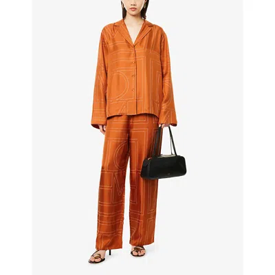 Totême Toteme Women Monogram Silk Shirt In Orange