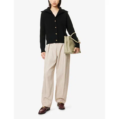 Bottega Veneta Wool Cardigan Gold-tone Buttons In Black