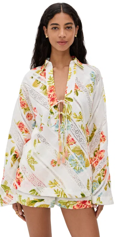 Hemant & Nandita Drop Shoulder Collared Tunic Multi In White