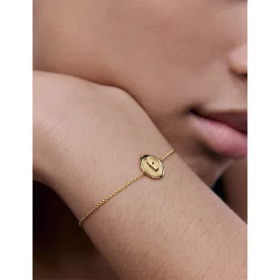 Monica Vinader Womens Initial T Stamp 18ct Yellow Gold-vermeil Chain Necklac