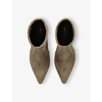 Stuart Weitzman Suede Naomi Ankle Boots 50 In Gray