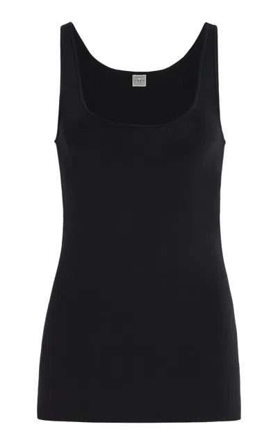 Totême Rib Knit Cotton Tank Top In Black
