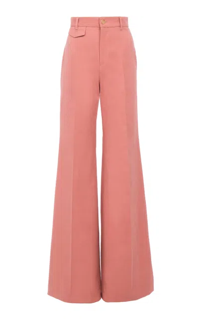 Chloé Dark Pink Cotton Flared Leg Pant In Brown