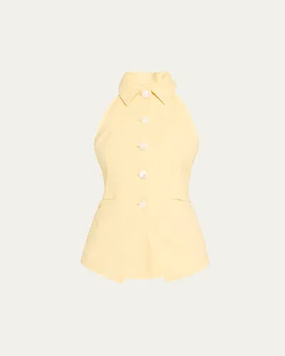 Veronica Beard Orlinda Halter Neck Vest In Chamomile In Gold