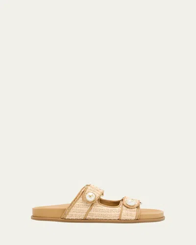 Jimmy Choo Fayence Leather-trimmed Raffia Sandals In Neutral