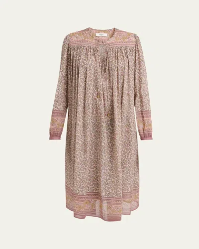 Chloé Gathered Tunic Dress In Cotton Voile In Pink