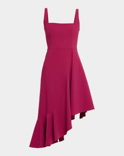 Aidan Mattox Sleeveless High-low Ruffle Crepe Midi Dress In Pink