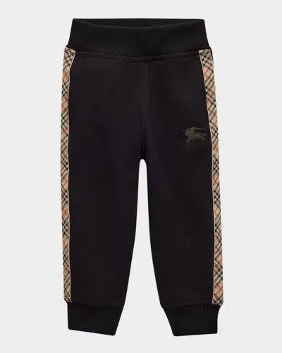 Burberry Jackson Check Trim Cotton Jogging Pants