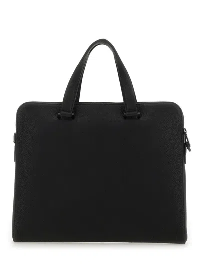 Ferragamo Leather Business Bag In Black