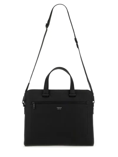 Ferragamo Leather Business Bag In Black